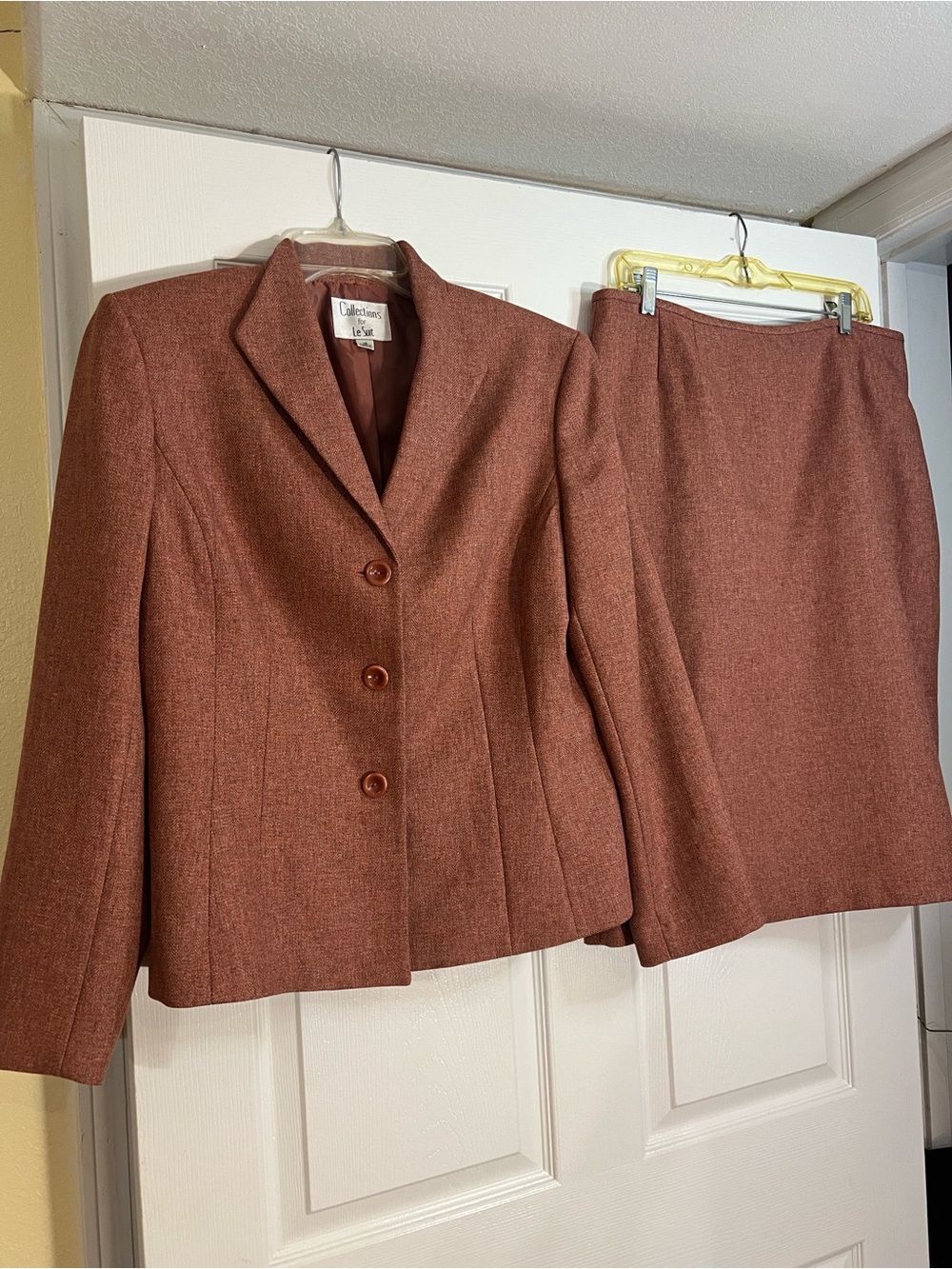 Le Suit Women's Two-Piece Pencil Skirt Suit in Rust
